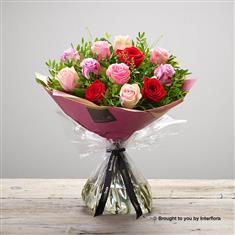 12 Rose Medley Hand-tied