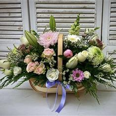 Mothers Day Pastel Basket Arrangement 