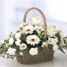 Mothers Day Neutral Floral Basket
