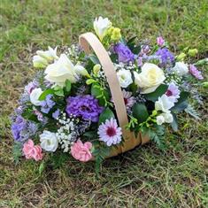 Mothers Day Purples and Whites Floral Basket
